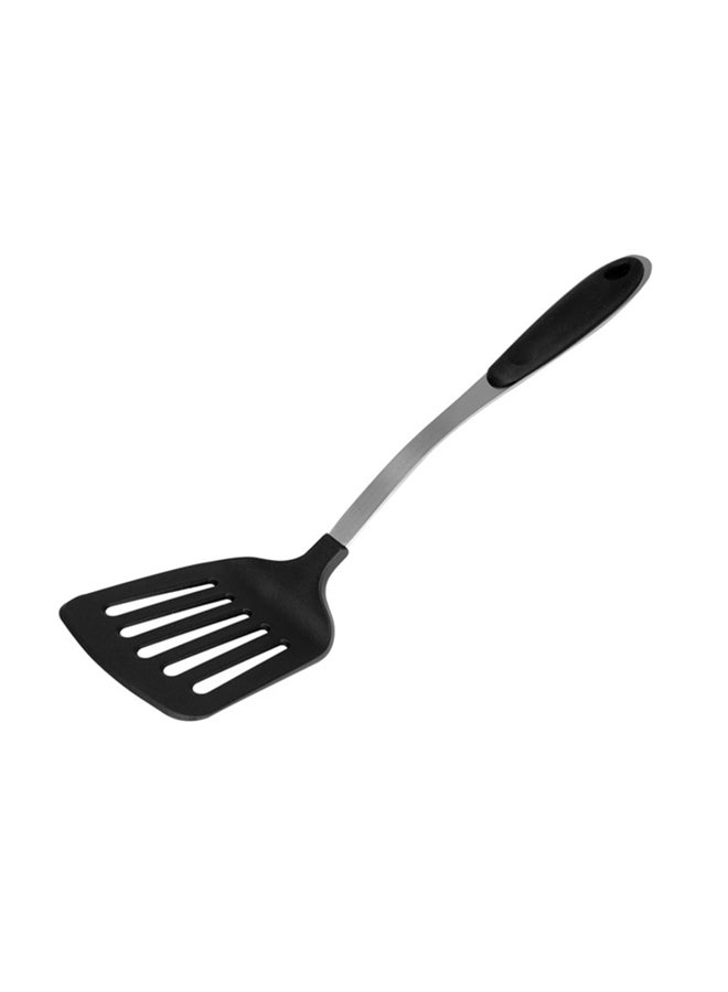 Royalford Nylon Slotted Spatula Ss + Tpr Handle Dishwasher Safe Multicolor Black/White/Grey - Image 1