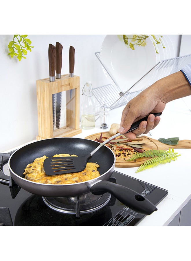 Royalford Nylon Slotted Spatula Ss + Tpr Handle Dishwasher Safe Multicolor Black/White/Grey - Image 4