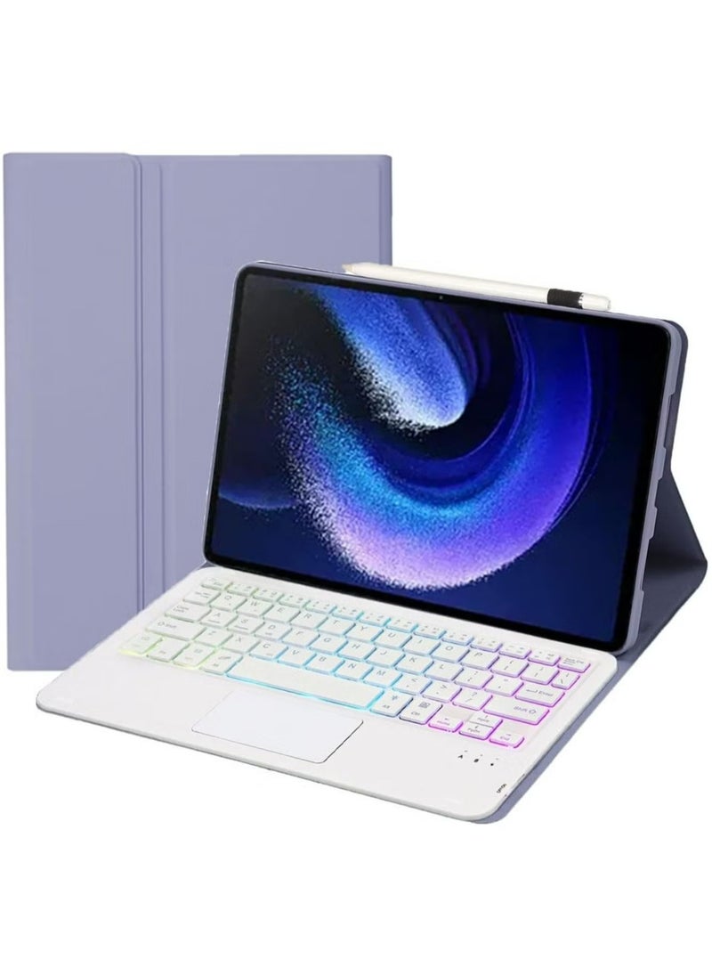 Generic Touchpad Arabic and English keyboard case for Redmi pad 10.6 inch 2022, backlight, multi-touch trackpad, flip stand case with pencil holder  - Image 1