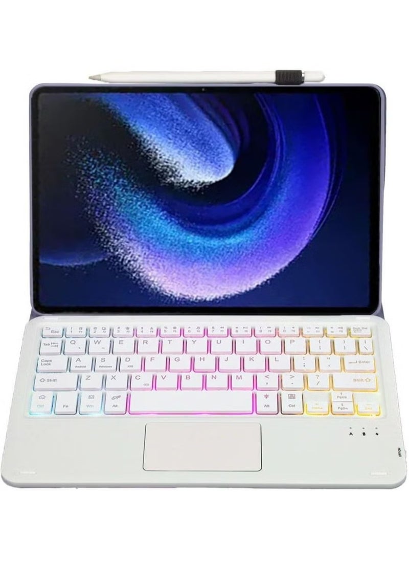 Generic Touchpad Arabic and English keyboard case for Redmi pad 10.6 inch 2022, backlight, multi-touch trackpad, flip stand case with pencil holder  - Image 4