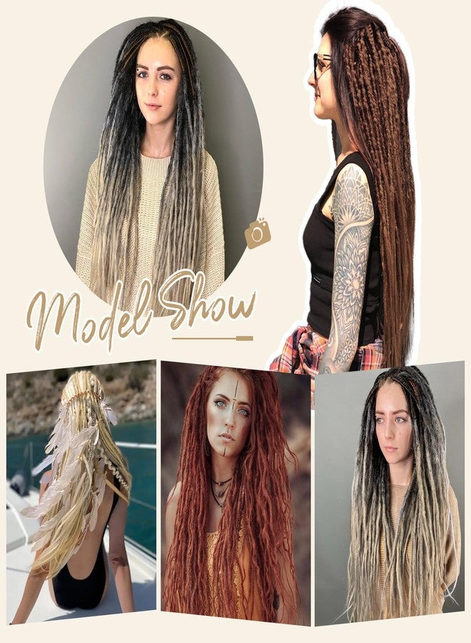 BLUSHIA Single Ended Dreadlock Extensions 24 Inch 0.6 cm DE Dreads Full Set Synthetic Hippie Style Dreads 10 Strands (GREY) - Image 2