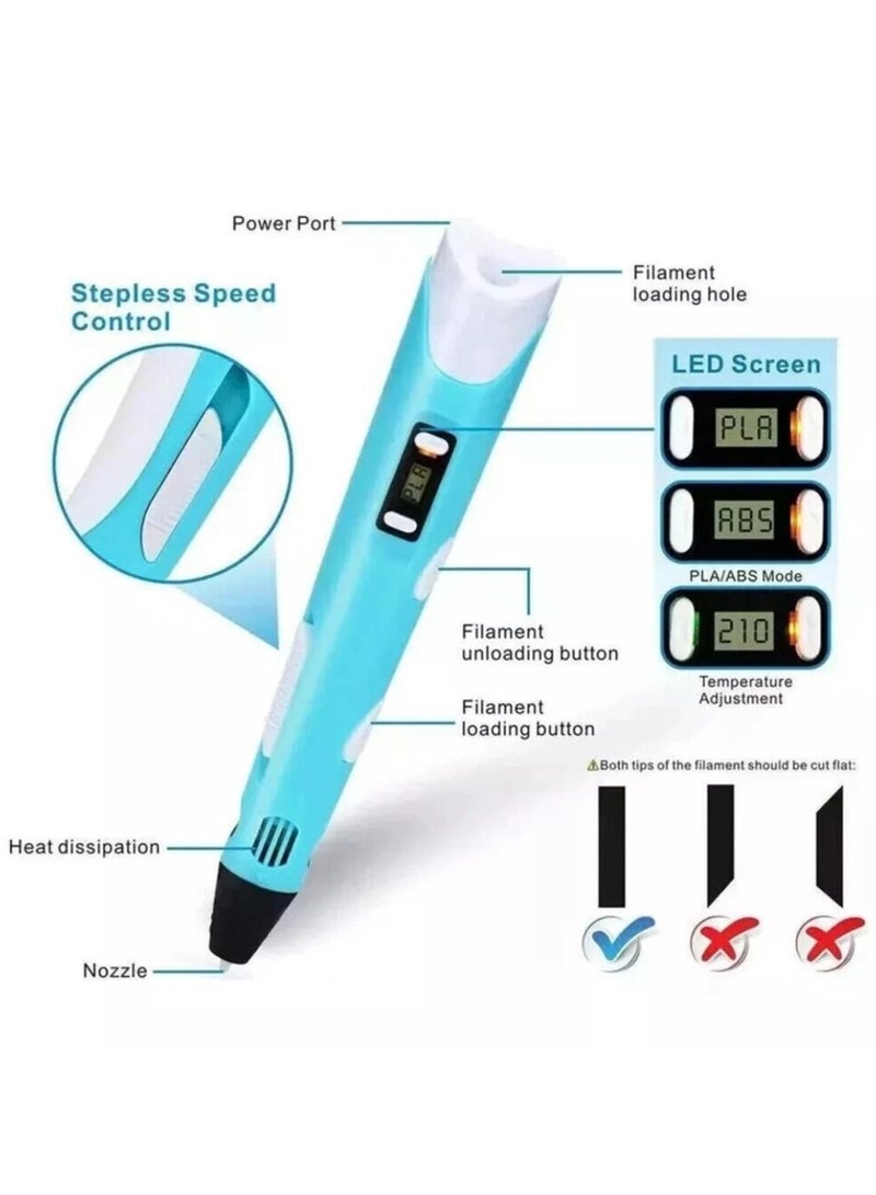 Sportify The Brand 3D Printing Pen Multicolour with LCD Display – Compatible with 1.75mm PLA/ABS Filament – USB Powered Drawing Pen for Kids & Adults – Safe, Creative Art Tool – Best Gift for Kids, DIY & Crafts - Image 2