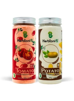 Herbtoniq Face Pack Powder For Glowing Skin, Tan Removal | Combo Pack With Tomato And Potato Powders | Ideal For Brightening Skincare Mask For All Skin Types | Unisex (400G)  - Image 1