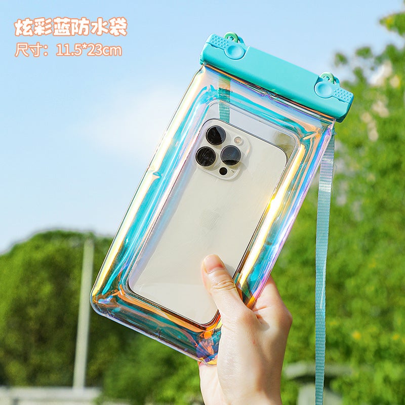 Generic Mobile phone waterproof bag touch screen swimming special water park artifact drifting equipment storage bag professional mobile phone case Colorful blue 