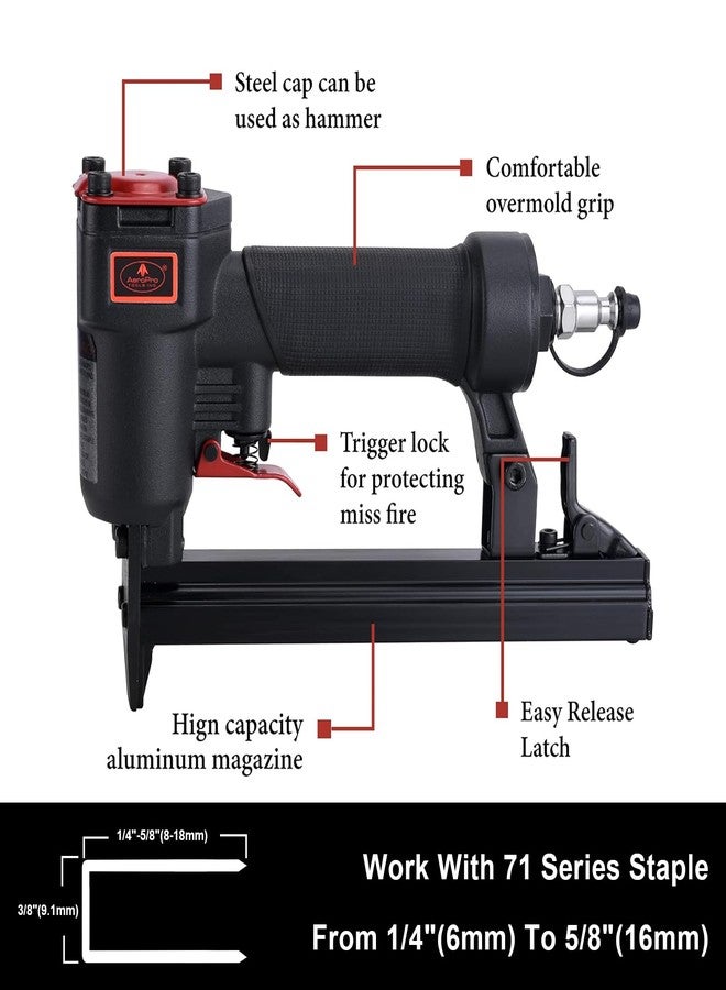 AEROPRO Tools 7116A 22 Gauge Air Stapler, 3/8 Inch Crown 1/4-Inch to 5/8-Inch Upholstery Stapler - Image 2