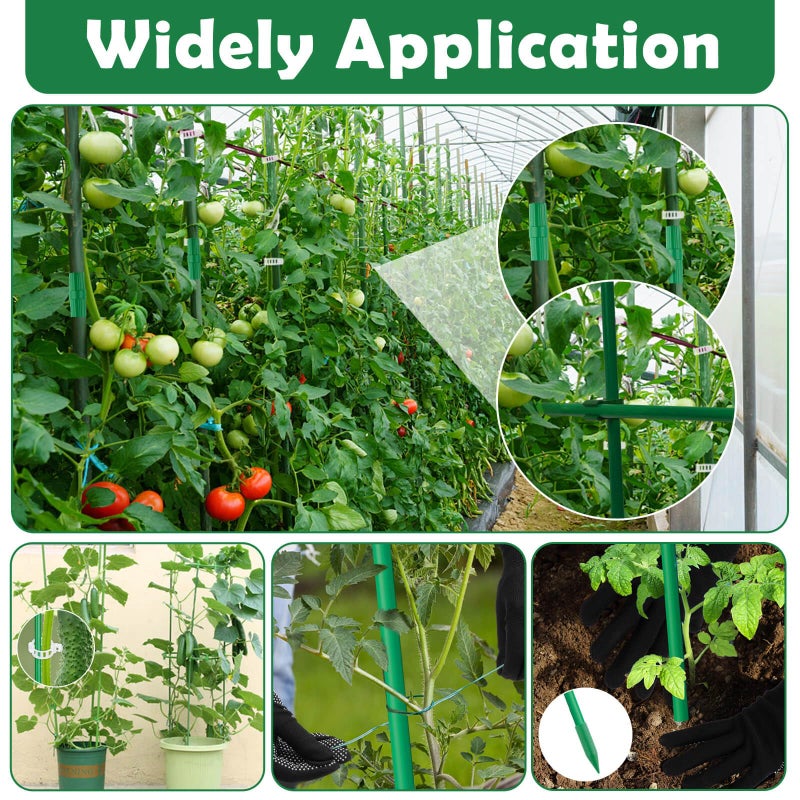 Cludoo 94PCS Garden Stakes Set with 30 Sets Fiberglass Plant Stakes Sticks Supports and Accessories, DIY 4ft 5ft 6ft 7ft Tomato Stakes for Tomato,Vegetables, Pepper, Indoor Outdoor Spring Plants - Image 5