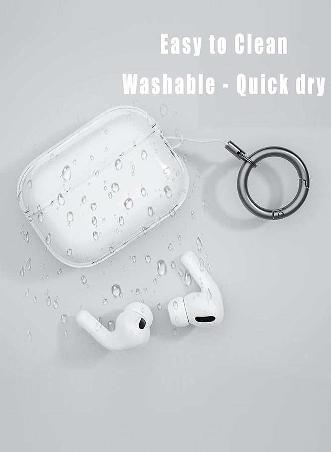 بشكل مختصر حافظة شفافة متوافقة مع AirPods Pro 2 (2022) - حافظة سيليكون ناعمة عالية الجودة من مادة TPU مع خطاف لميدالية المفاتيح، تدعم الشحن اللاسلكي، حماية ضد الصدمات - Image 4