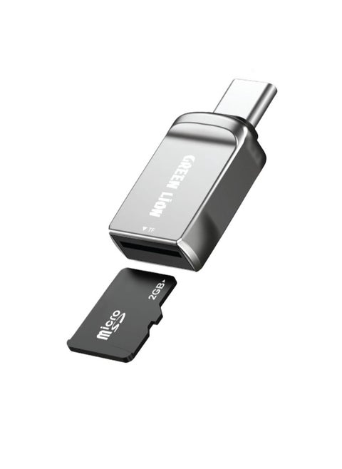 SD Card Reader USB C to Micro SD / Plug and Play/ MicroSD/SD/SDHC/SDXC/TF / Wide Compatibility / Compact and Sleek Design / High-Speed Memory Card Reader - Silver