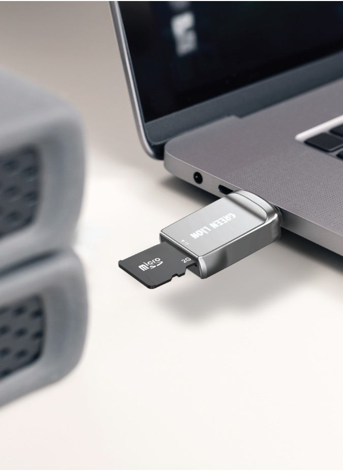SD Card Reader USB C to Micro SD / Plug and Play/ MicroSD/SD/SDHC/SDXC/TF / Wide Compatibility / Compact and Sleek Design / High-Speed Memory Card Reader - Silver