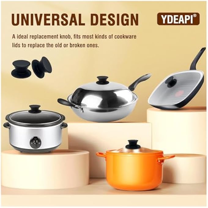 Ydeapi Universal Pot Lid Replacement Knobs  Heat Resistant Silicone Pan Lid Holding Handles Soft NonSlip Knob For Kitchen Cookware Lid  Cover 2 Pack Black - Image 5
