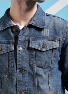 The Indian Garage Co Men Slim Fit Solid Denim Trucker Jackets  - Image 5
