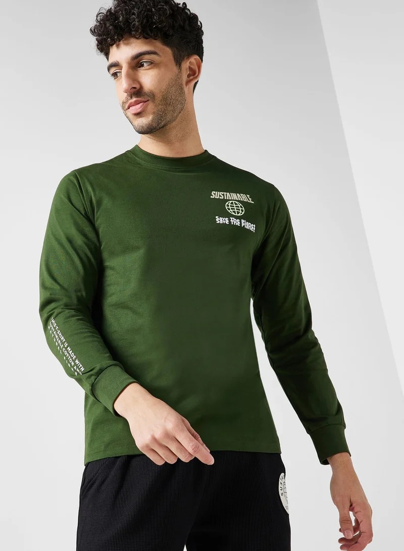 Namshi x Sustainable Long Sleeve T-shirt With Back Print