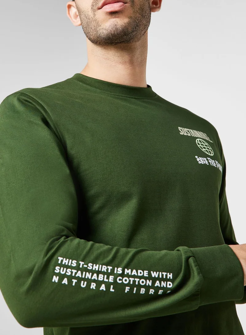 Namshi x Sustainable Long Sleeve T-shirt With Back Print
