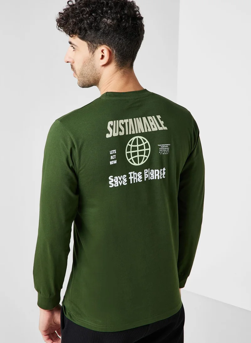 Namshi x Sustainable Long Sleeve T-shirt With Back Print