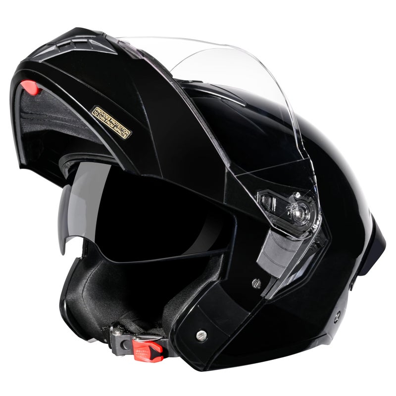 STUDDS Trooper ISI and DOT Certified Gloss Finish Flip-up Full Face Helmet for Men and Women with Inner Sun Visor (Black XL) - Image 5