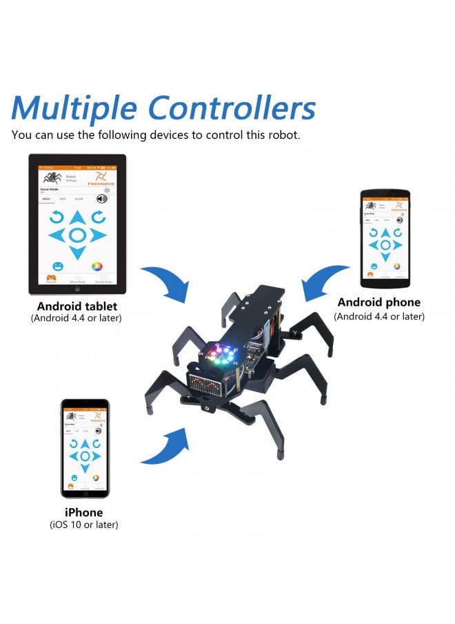 FREENOVE Freenove Robot Ant Kit (Compatible with Arduino IDE), Dot Matrix Expressions, Ultrasonic Obstacle Avoidance, Colorful Lights, App, STEM Project  - Image 4