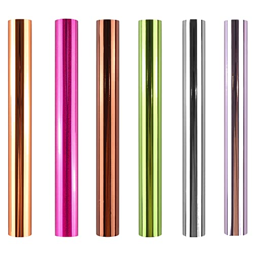 CYFUN DESIGN 6 Color Metallic Foil Paper for Arts & Crafts, Classroom Activities & Artists Toner Reactive Foil Roll 7.6"x196" - Image 1