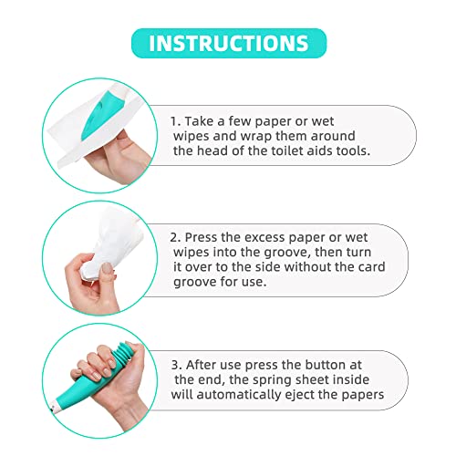 Fanwer Toilet Aids Tools,Long Reach Comfort Wipe,Extends Your Reach Over 15" Grips Toilet Paper or Pre-Moistened Wipes - Image 3
