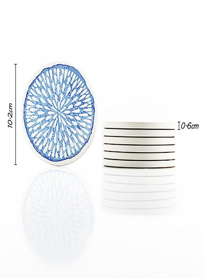 AD Set of 6 Coasters for Drinks Absorbing Round Ceramic Stone Coaster with Cork Base Tabletop Protection Mat for Mugs and Cups,Office,Kitchen (Colorful with Holder) - Image 5