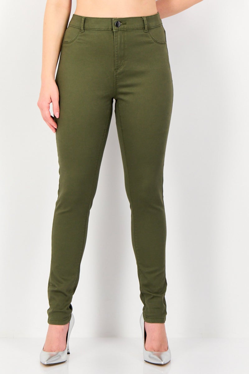 DOROTHY PERKINS Women Regular Fit Solid Frankie Chino Pants, Olive - Image 1