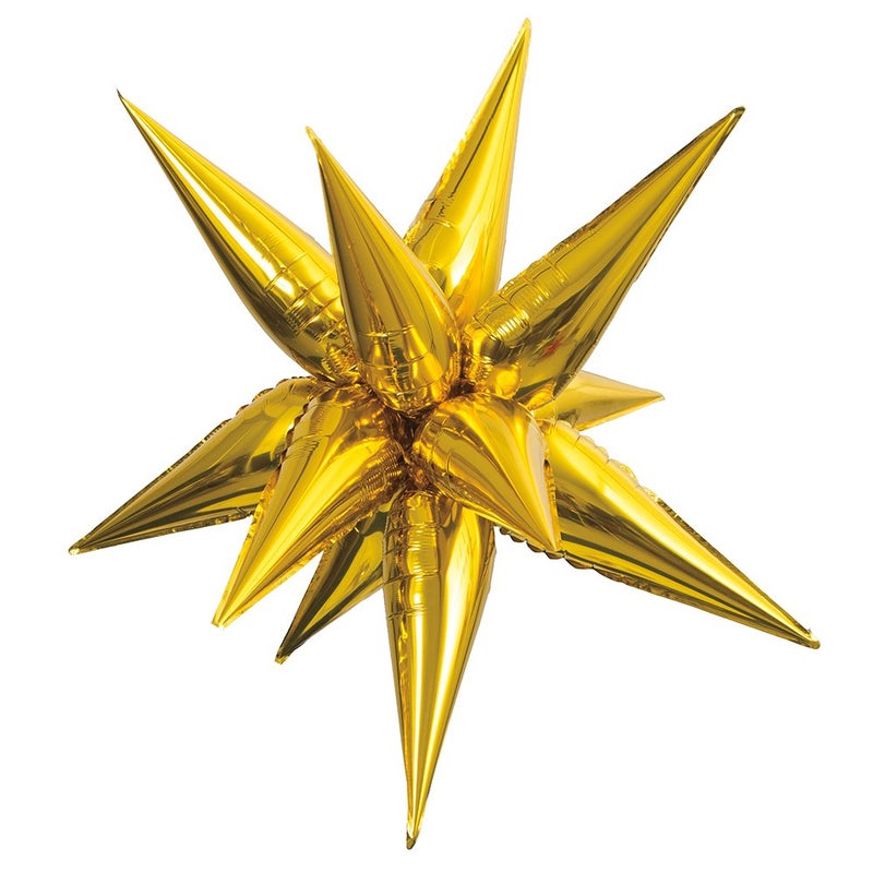 Unique Gold 12Point Large 3D Star Foil Balloons 5Pack Large Durable Party Decoration Perfect for Any Celebrations