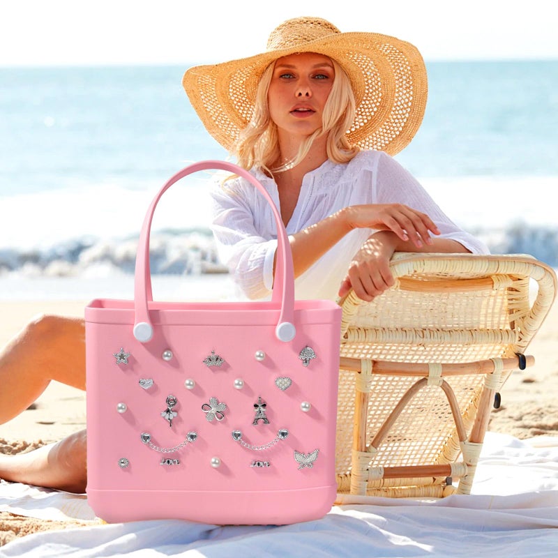 WYVAS Charms for Bogg Bag, Flower Pearls & Butterfly Charms for Bogg Bag Accessories Charm Compatible with Simply Southern Rubber Beach Bag Tote, Lovely Silver Charm Insert for Beach Tote Bag Birthday (20 Pcs) - Image 2