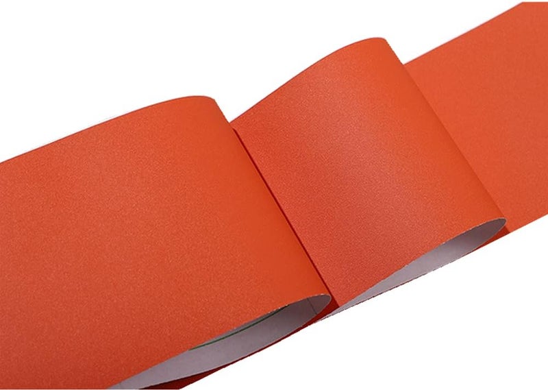 N/B Self Adhesive Solid Color Frosted Wallpaper Border Stick Waterproof Wall Border Easy to Apply Kitchen Bathroom Tiles Sticker 4 x 196inch (Orange) - Image 4