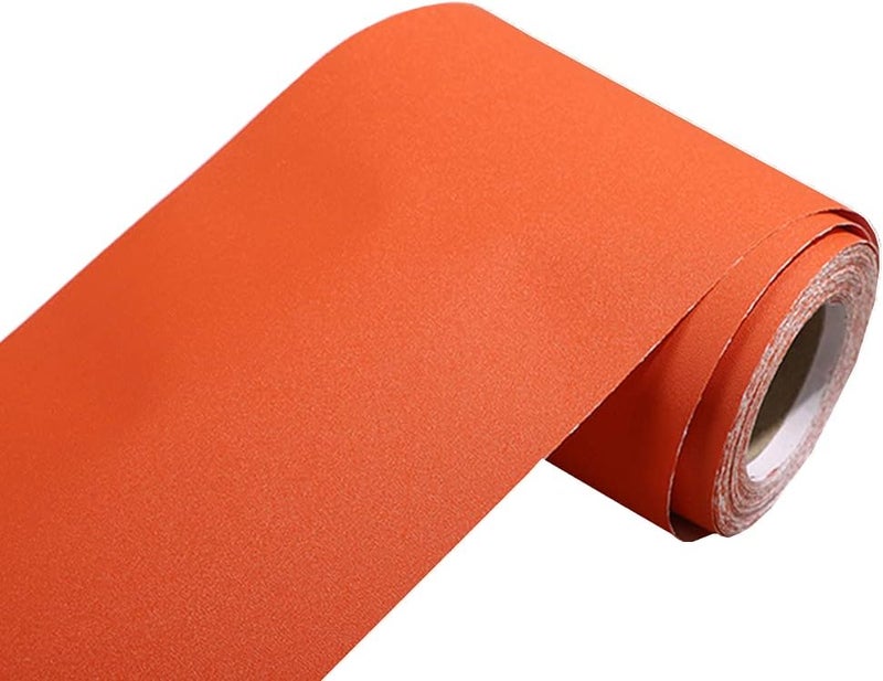 N/B Self Adhesive Solid Color Frosted Wallpaper Border Stick Waterproof Wall Border Easy to Apply Kitchen Bathroom Tiles Sticker 4 x 196inch (Orange) - Image 1