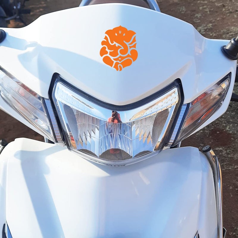 Claw cuts -god Ganesha Sticker for Bike and car Reflective Vinyl and Waterproof,Size(6.6cmx5.5cm),Pack of 2 (Orange) - Image 1