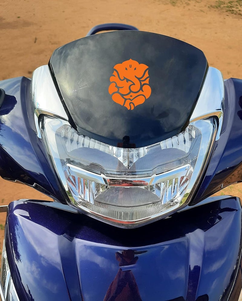 Claw cuts -god Ganesha Sticker for Bike and car Reflective Vinyl and Waterproof,Size(6.6cmx5.5cm),Pack of 2 (Orange) - Image 2