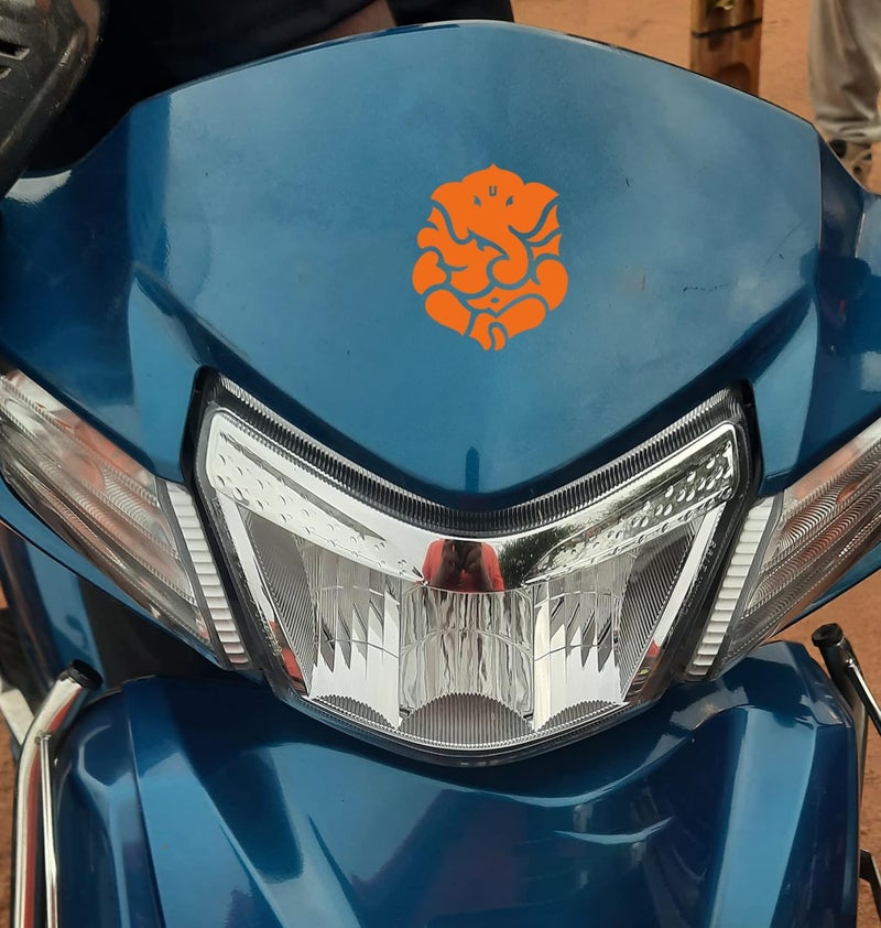 Claw cuts -god Ganesha Sticker for Bike and car Reflective Vinyl and Waterproof,Size(6.6cmx5.5cm),Pack of 2 (Orange) - Image 3
