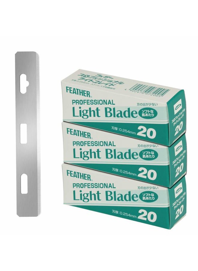 Feather Artist Club ProLight Razor Blades - (3 Pack of 20) - Single Straight Edge Razor Blade Refills for Shaving - For Men, Women, & Barbers - Image 1