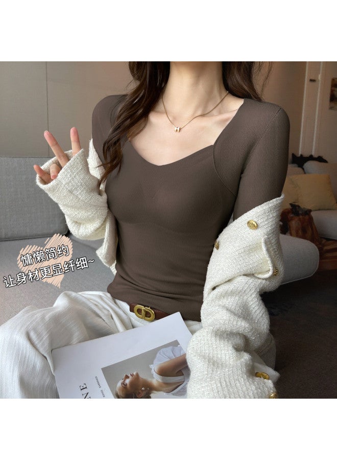 Your Sun Built-In Bra Camisole With Mulberry Silk, Women'S Layering Top, High-End Feel, Can Be Worn Out, Stylish Blouse, Long Sleeve T-Shirt For Autumn And Winter - Image 5