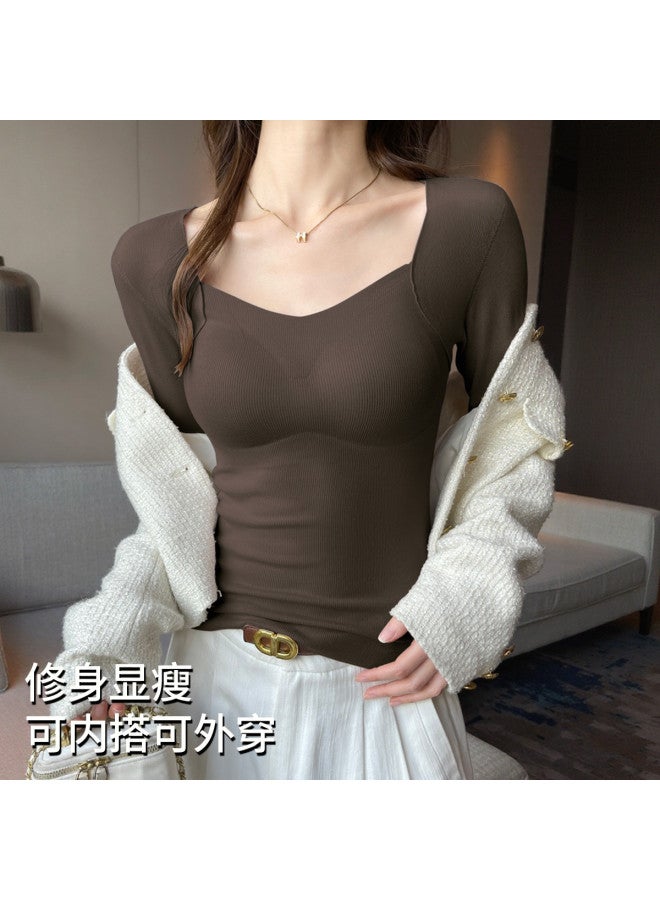 Your Sun Built-In Bra Camisole With Mulberry Silk, Women'S Layering Top, High-End Feel, Can Be Worn Out, Stylish Blouse, Long Sleeve T-Shirt For Autumn And Winter - Image 4