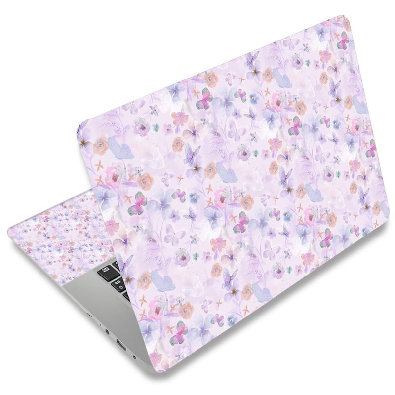AORTDES Laptop Skin Sticker 12.1 13 13.3 14 15 15.6 Inches Netbook Sticker Decal Reusable Universal Notebook PC Art Personalized Protector by AORTDES (AD-NEK-77 Flowers & Butterflies) - Image 1