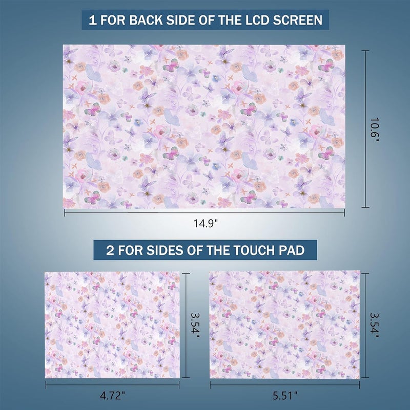 AORTDES Laptop Skin Sticker 12.1 13 13.3 14 15 15.6 Inches Netbook Sticker Decal Reusable Universal Notebook PC Art Personalized Protector by AORTDES (AD-NEK-77 Flowers & Butterflies) - Image 2
