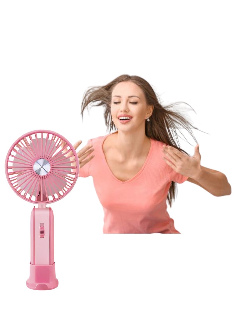 VIO Mini Handheld Foldable Desktop USB Rechargeable Cooling Fan 2 in 1 Portable Handheld Fan with 2 Modes Strong Wind and Cool Breeze Gear Light Function and Mobile Phone Holder Personal Fan Lightweight USB Charging Mini Fan Lightweight Pocket Fan  - Image 1