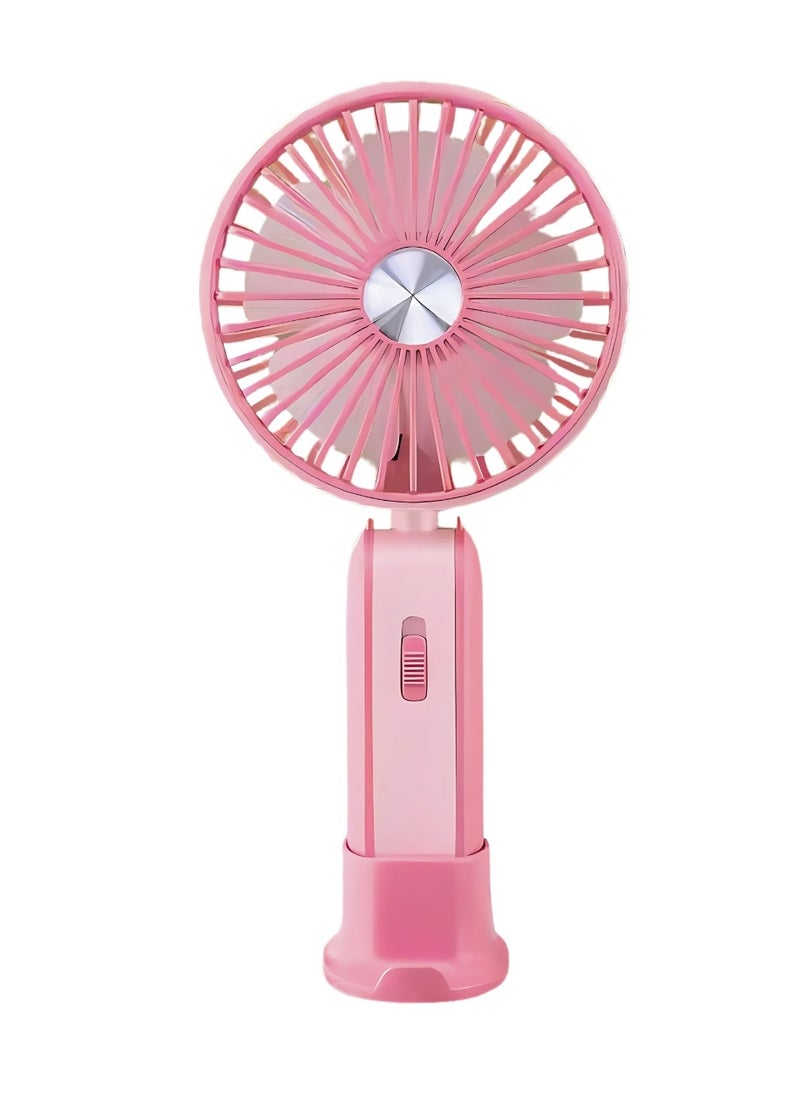VIO Mini Handheld Foldable Desktop USB Rechargeable Cooling Fan 2 in 1 Portable Handheld Fan with 2 Modes Strong Wind and Cool Breeze Gear Light Function and Mobile Phone Holder Personal Fan Lightweight USB Charging Mini Fan Lightweight Pocket Fan  - Image 2
