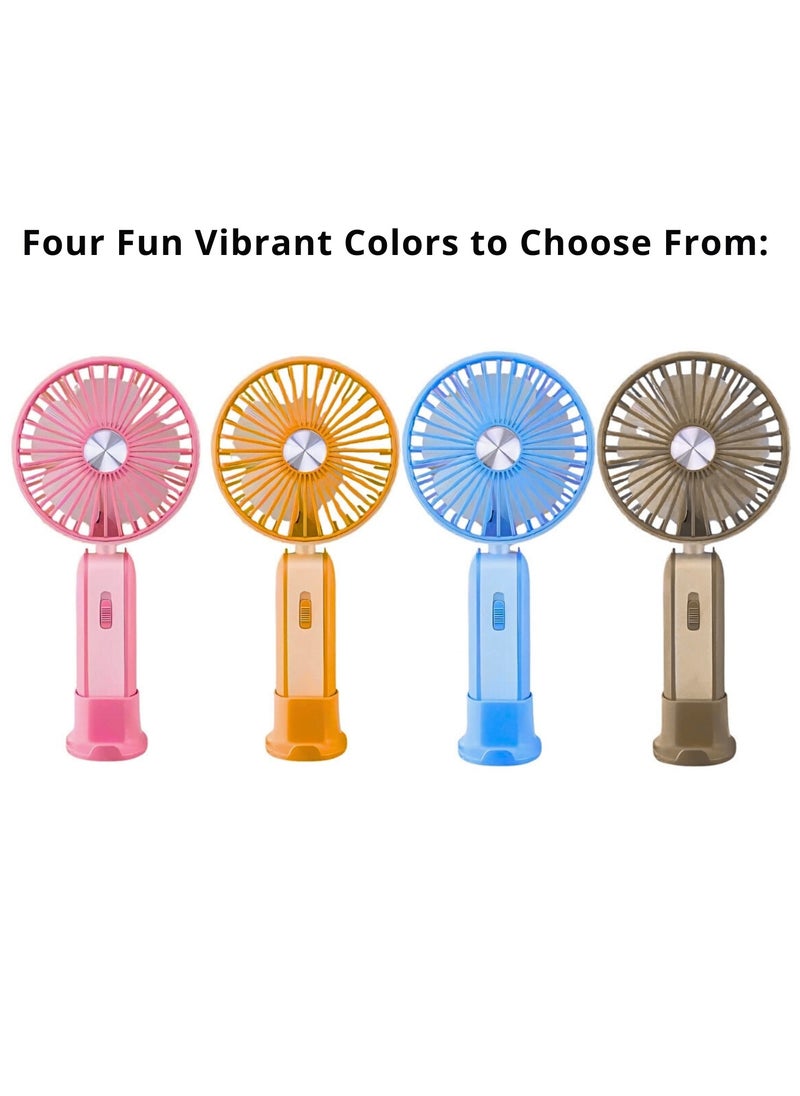 VIO Mini Handheld Foldable Desktop USB Rechargeable Cooling Fan 2 in 1 Portable Handheld Fan with 2 Modes Strong Wind and Cool Breeze Gear Light Function and Mobile Phone Holder Personal Fan Lightweight USB Charging Mini Fan Lightweight Pocket Fan  - Image 4