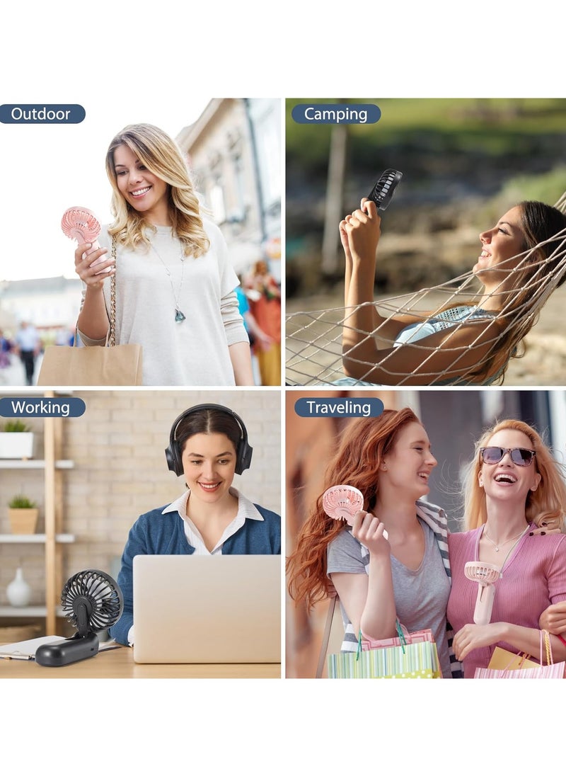 VIO - Mini Handheld Foldable Desktop USB Rechargeable Cooling Fan 2 in 1 Portable Handheld Fan with 2 Modes Strong Wind and Cool Breeze Gear Light Function and Mobile Phone Holder Personal Fan Lightweight USB Charging Mini Fan Lightweight Pocket Fan - Image 1