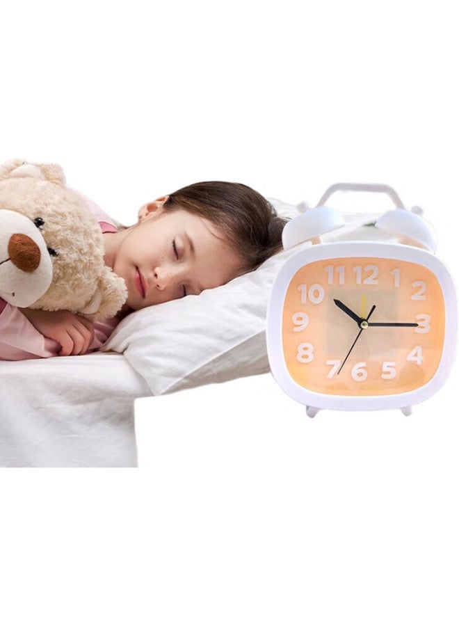 YAJIA Student Alarm Clock, Back-To Season Student Clock, Children'S Alarm Clock, Small Cartoon Desk Clock, White, Battery-Operated - Image 3
