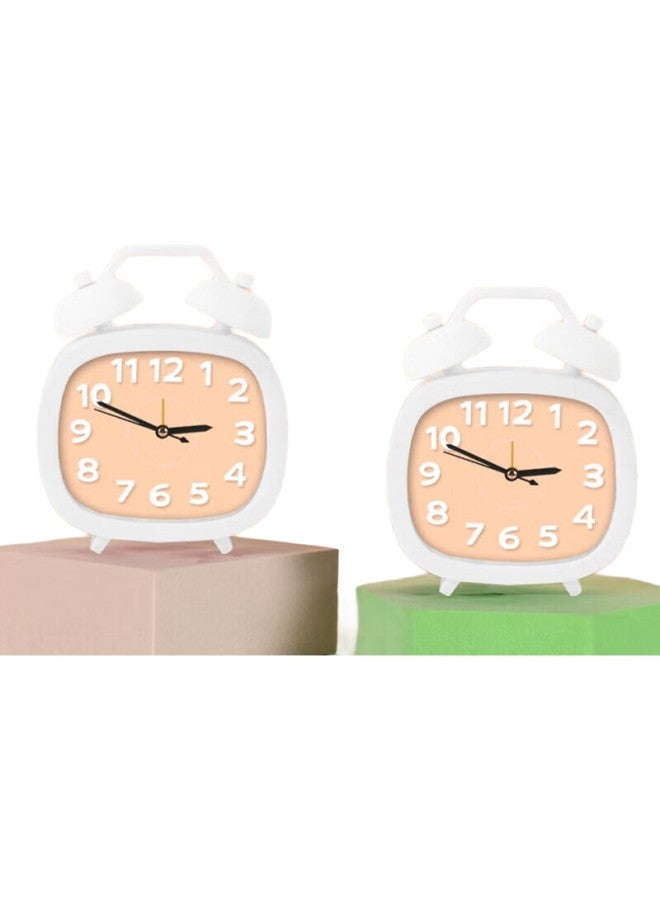 YAJIA Student Alarm Clock, Back-To Season Student Clock, Children'S Alarm Clock, Small Cartoon Desk Clock, White, Battery-Operated - Image 2