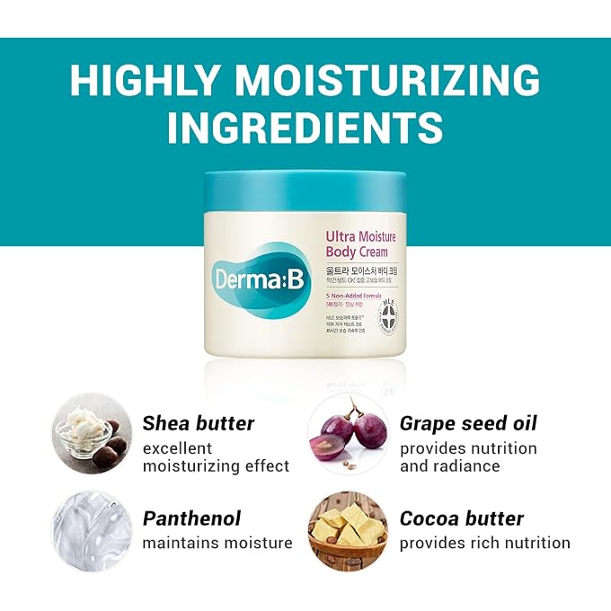 derma b Ultra Moisture Body Cream with Olive Oil and Allantoin, 48 Hour Lasting Skin Moisturization, 14.54 Fl Oz, 430ml - Image 3