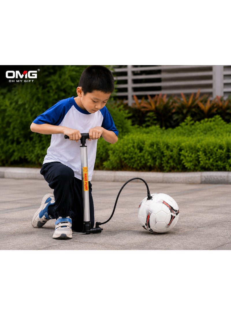 OMG Cycle Air Pump 55cm Dual Head High Pressure Floor Pump for Bicycle Tires & Sports Balls, Portable Metal Hand Pump, Assorted Color - Image 1