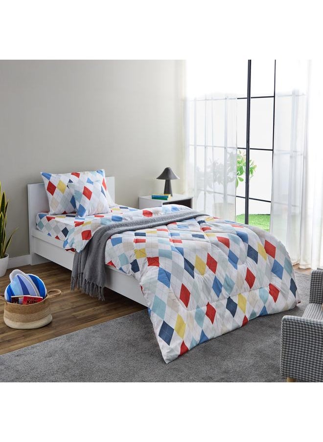 Home Box - Nora Plaid Microfibre Single Reversible Comforter - 135x220 cm - Image 1