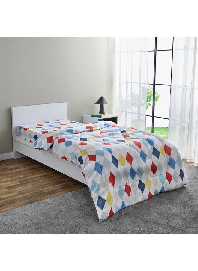 Home Box - Nora Plaid Microfibre Single Reversible Comforter - 135x220 cm - Image 1