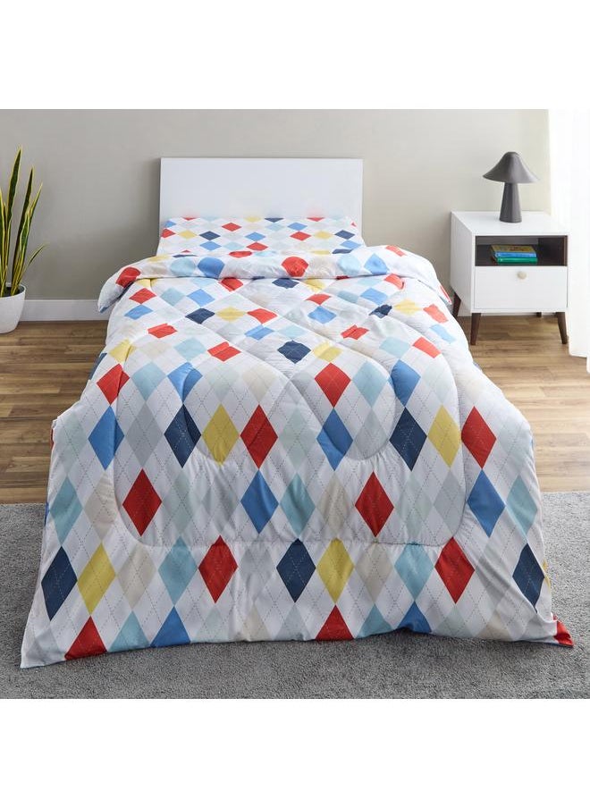 Home Box - Nora Plaid Microfibre Single Reversible Comforter - 135x220 cm - Image 1