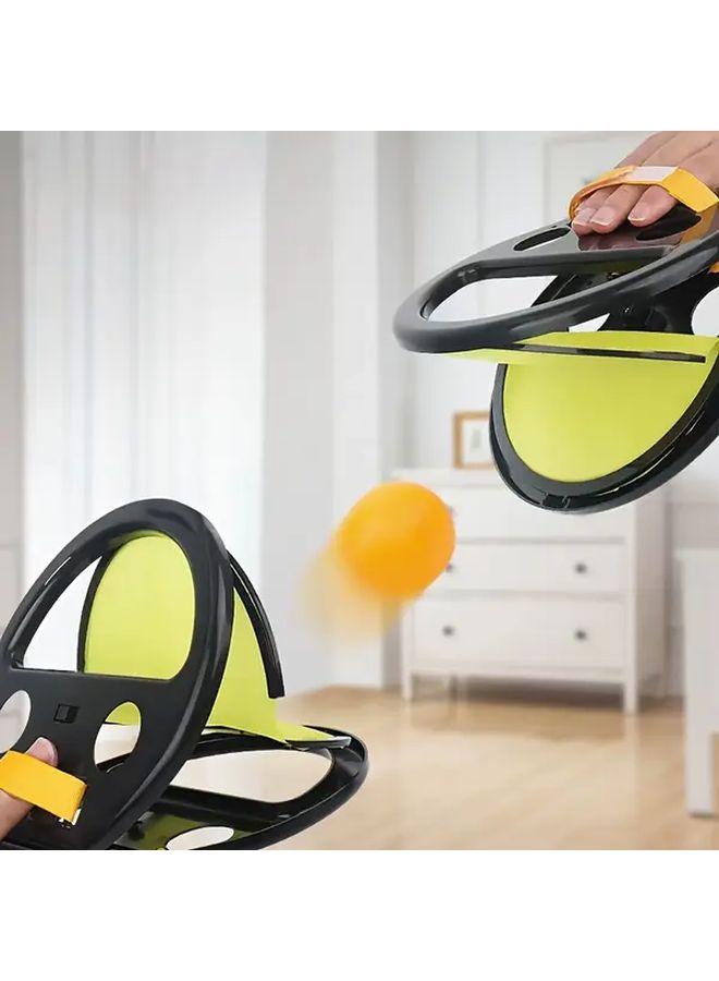 2 Pack Hand Toss Paddle Game Sports Catch Ball Set for Indoor Outdoor Play Adult Interactive Fitness Plastic Nylon Material No Electricity Needed Perfect Birthday Party Holiday Fun Black 2 Sets - Image 1
