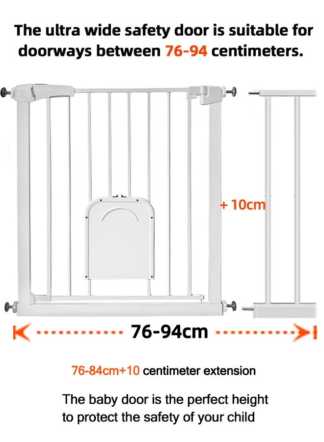 Beauenty Auto-Close Safety Baby Gate, Extra Wide Child Gate with 10 cm Extension Kit, Maximum Suitable for 94 cm, Baby Gates for Stairs and Doorways, Easy Install ﻿ - Image 2