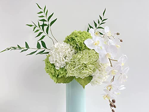 YalzoneMet Artificial Hydrangea Flowers 4 Pcs 2 White 2 Light Green 21 inch Long Rod Real Touch Lifelike Fake Latex Hydrangea Flowers for Home Party Outdoor Wedding Gifts Christmas Table Decoration - Image 4